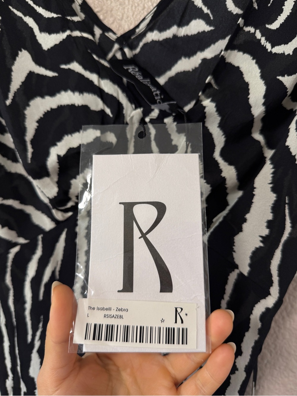 NWT Realisation Par Isabelli Mini Dress Zebra Print A-Line V-Neck EDC Dress L - Picture 9 of 12